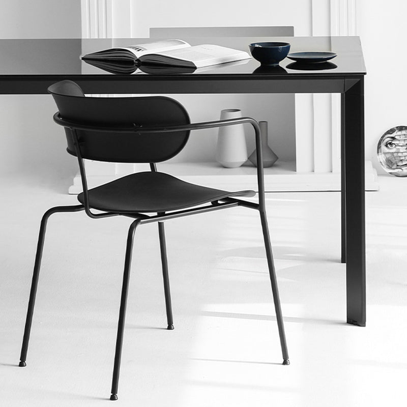 Contemporary Style Arm Chair Plastic Open Back Side Chair with Metal Base