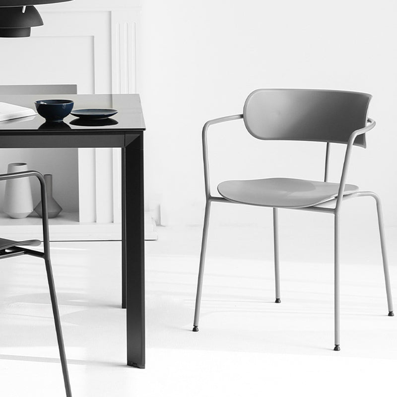 Contemporary Style Arm Chair Plastic Open Back Side Chair with Metal Base