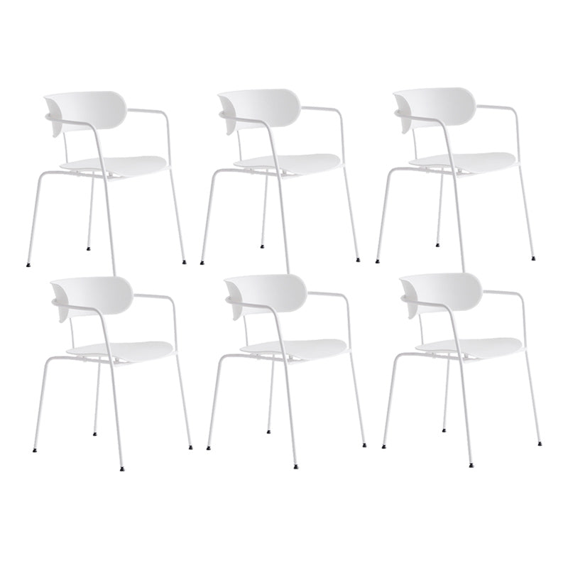 Contemporary Style Arm Chair Plastic Open Back Side Chair with Metal Base