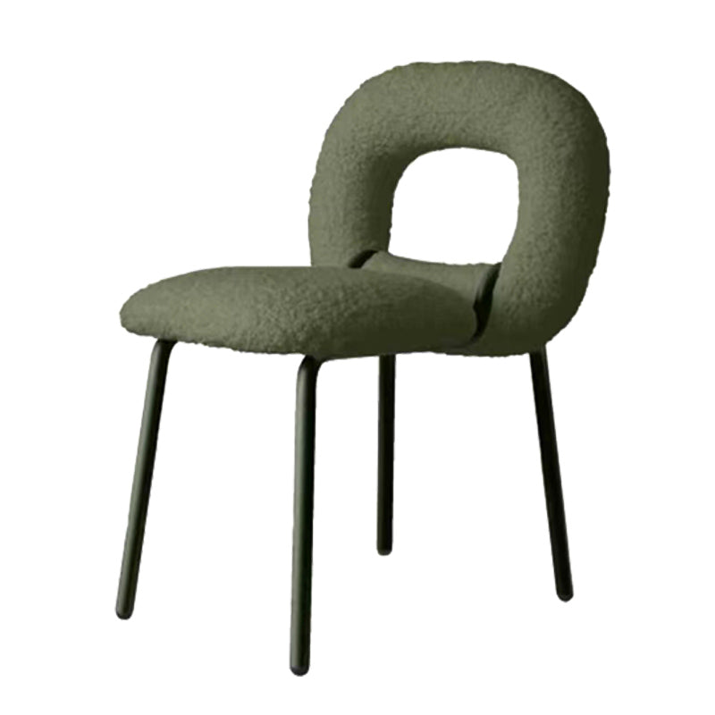 Designer Style Armless Dining Chair Open Back Side Velvet Chair with Metal Legs