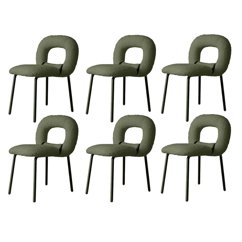 Designer Style Armless Dining Chair Open Back Side Velvet Chair with Metal Legs