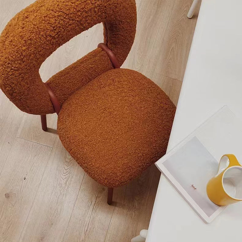 Designer Style Armless Dining Chair Open Back Side Velvet Chair with Metal Legs