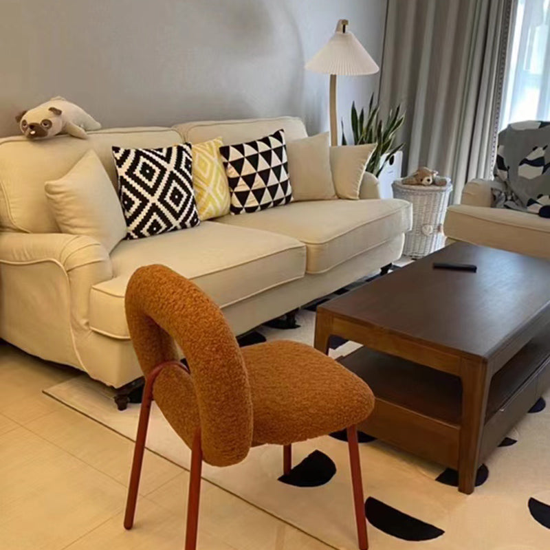 Designer Style Armless Dining Chair Open Back Side Velvet Chair with Metal Legs