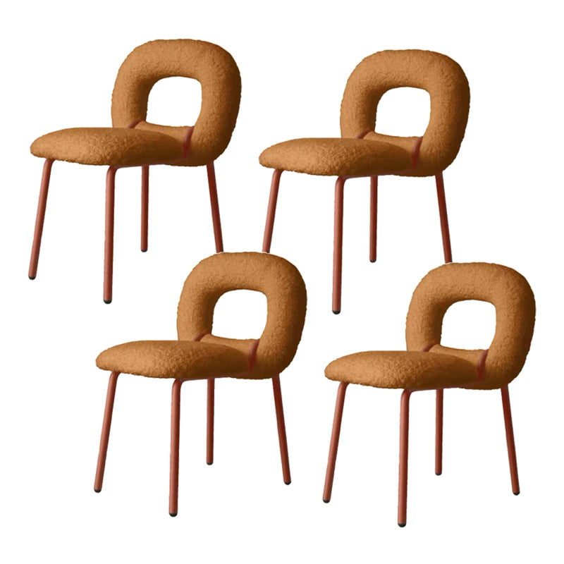 Designer Style Armless Dining Chair Open Back Side Velvet Chair with Metal Legs