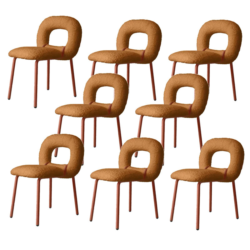 Designer Style Armless Dining Chair Open Back Side Velvet Chair with Metal Legs