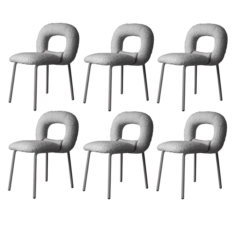 Designer Style Armless Dining Chair Open Back Side Velvet Chair with Metal Legs