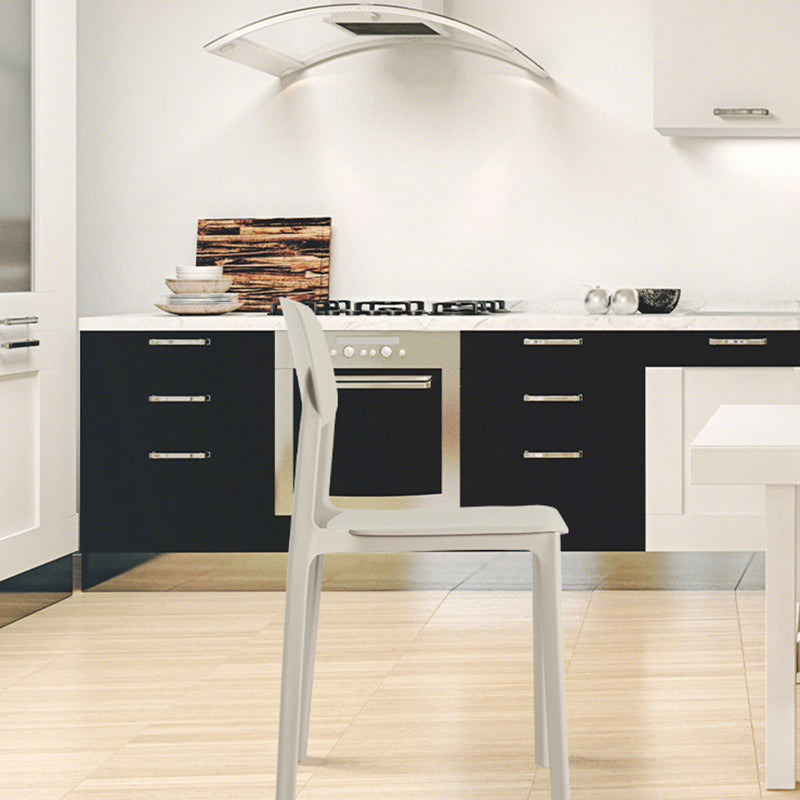 Modern Style Chair Dining Open Back Armless Chair for Kitchen with Plastic Legs
