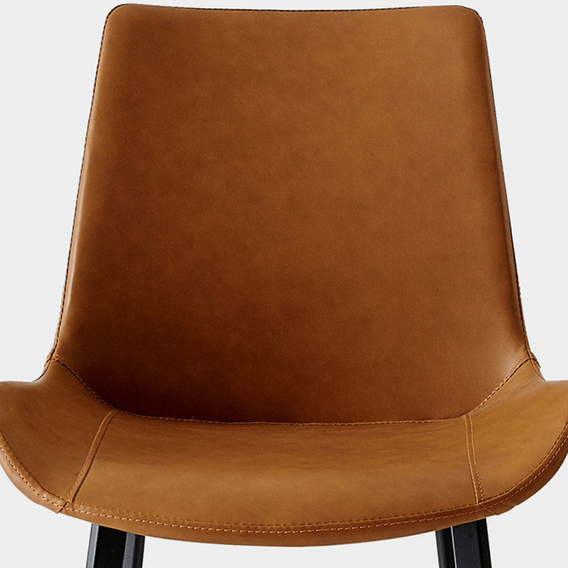 Industrial Upholstered Armless Chair Leather Parsons Back Side Chair with Metal Base