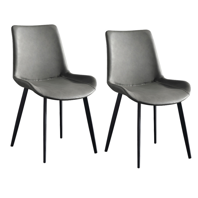 Industrial Upholstered Armless Chair Leather Parsons Back Side Chair with Metal Base