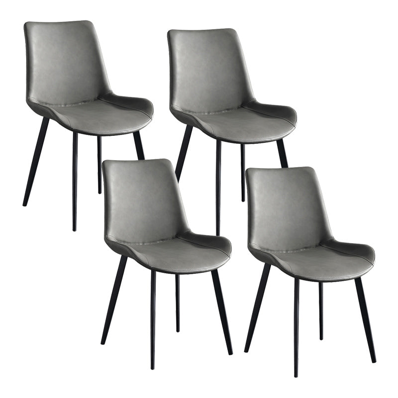 Industrial Upholstered Armless Chair Leather Parsons Back Side Chair with Metal Base