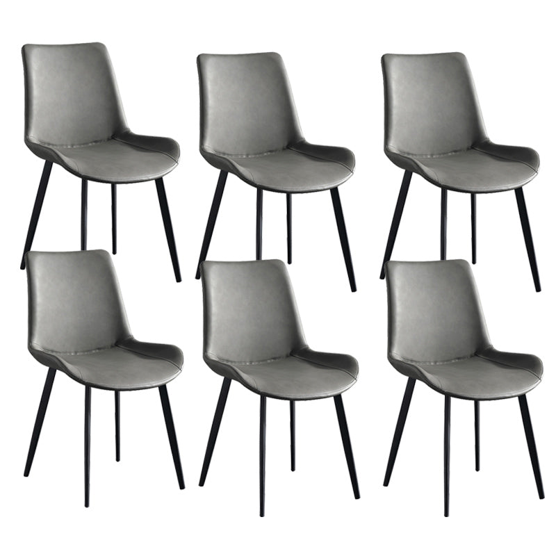 Industrial Upholstered Armless Chair Leather Parsons Back Side Chair with Metal Base