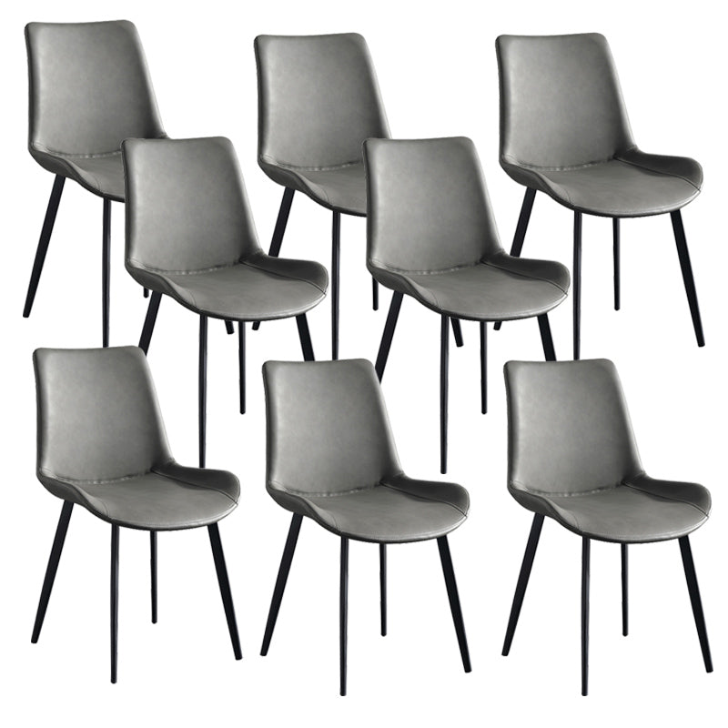 Industrial Upholstered Armless Chair Leather Parsons Back Side Chair with Metal Base