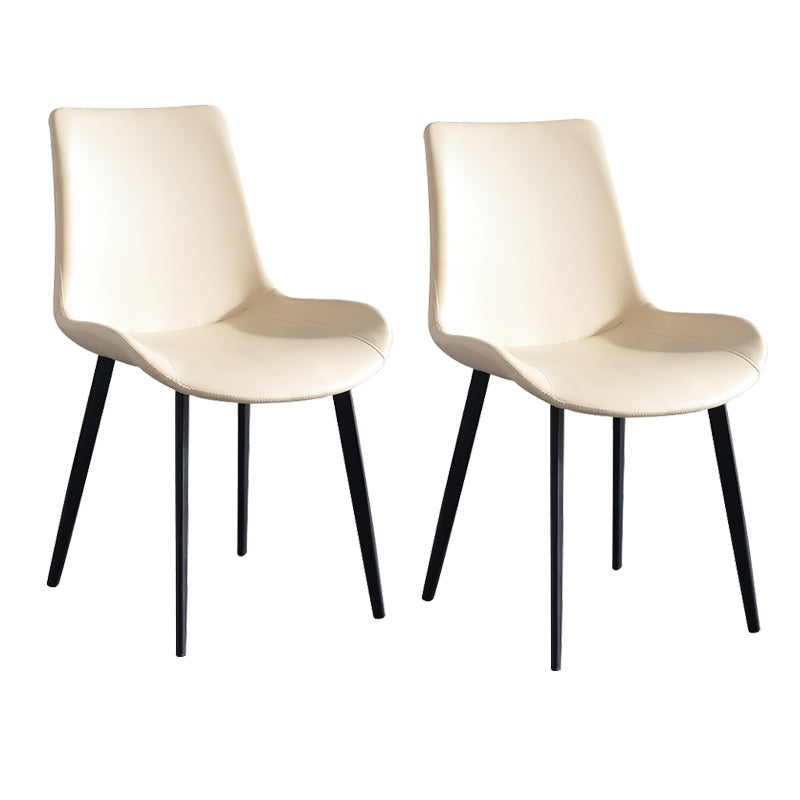 Industrial Upholstered Armless Chair Leather Parsons Back Side Chair with Metal Base