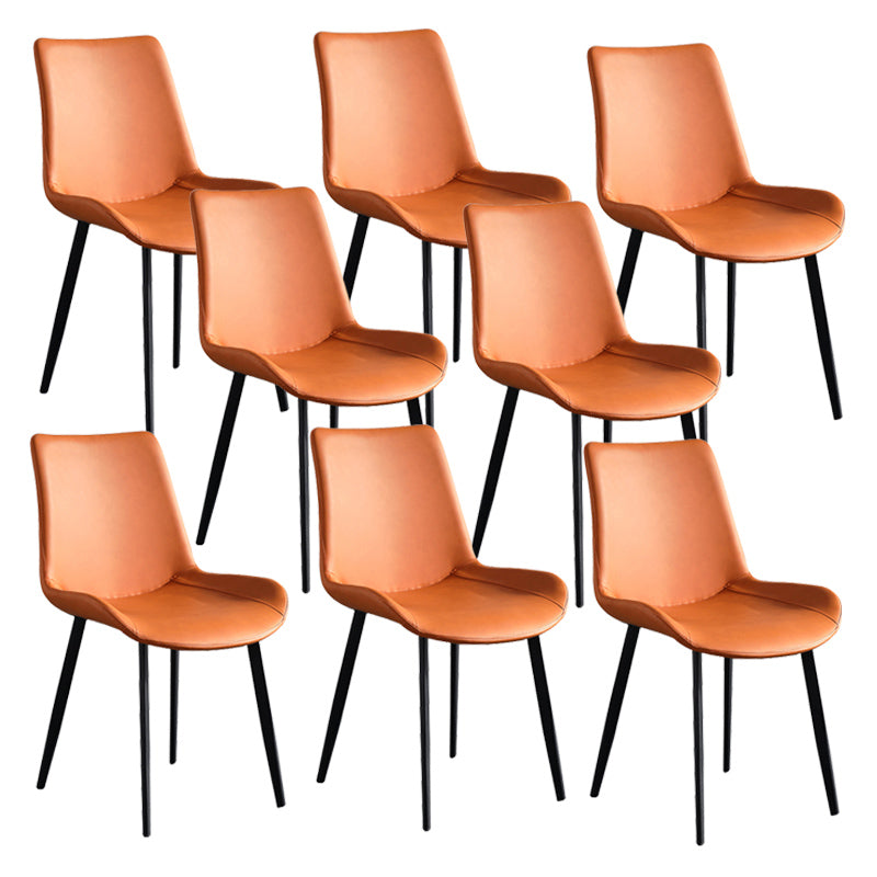 Industrial Upholstered Armless Chair Leather Parsons Back Side Chair with Metal Base