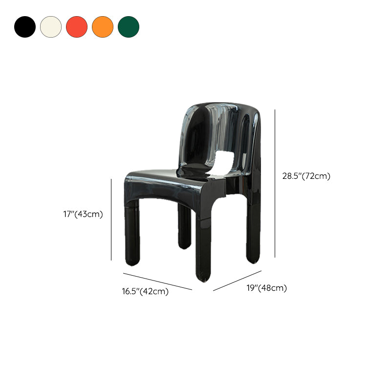 Modern Open Back Side Chair Plastic Indoor Armless Chair for Dining Room Bedroom