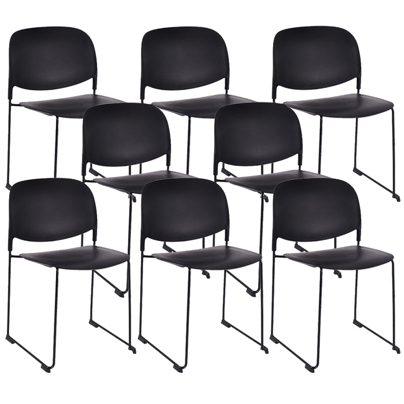 Contemporary Style Armless Chair Plastic Dining Chair with Metal Base