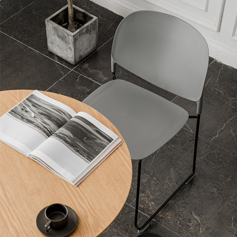 Contemporary Style Armless Chair Plastic Dining Chair with Metal Base