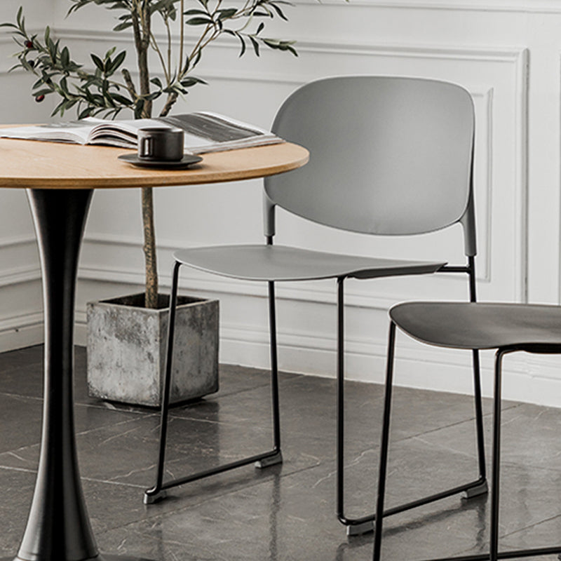 Contemporary Style Armless Chair Plastic Dining Chair with Metal Base