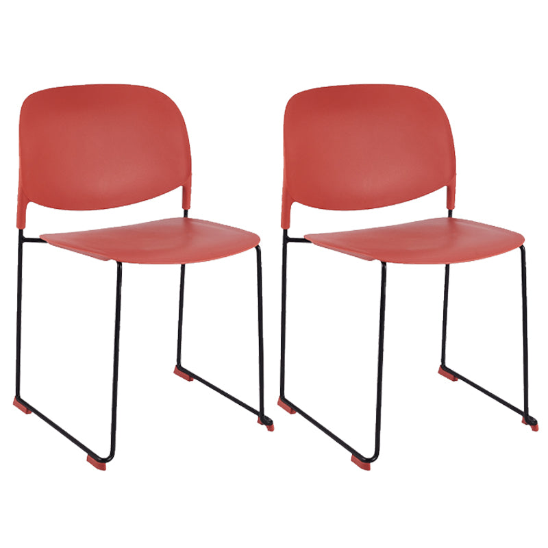 Contemporary Style Armless Chair Plastic Dining Chair with Metal Base