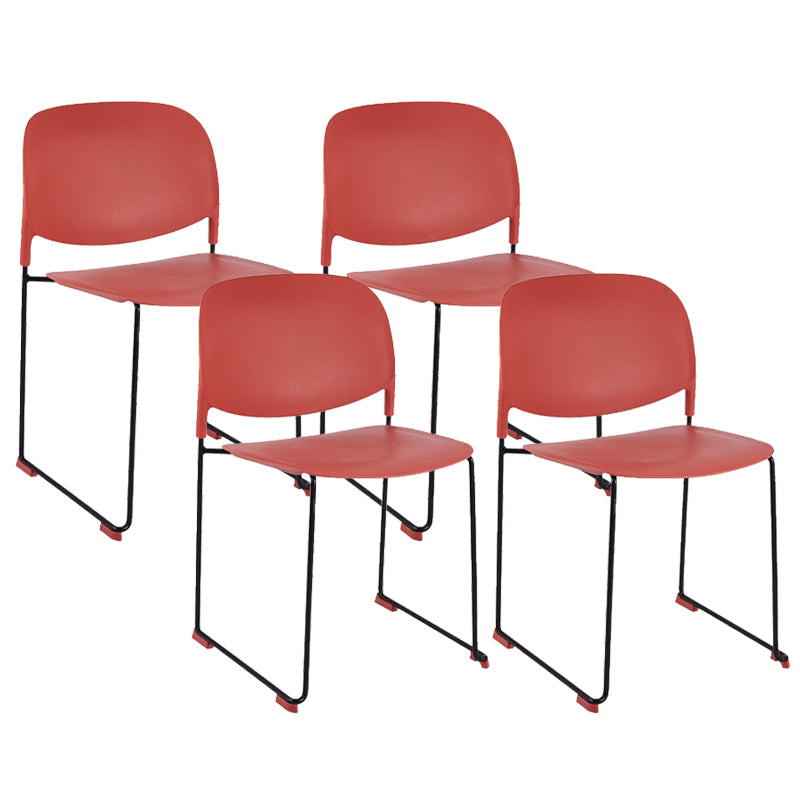 Contemporary Style Armless Chair Plastic Dining Chair with Metal Base