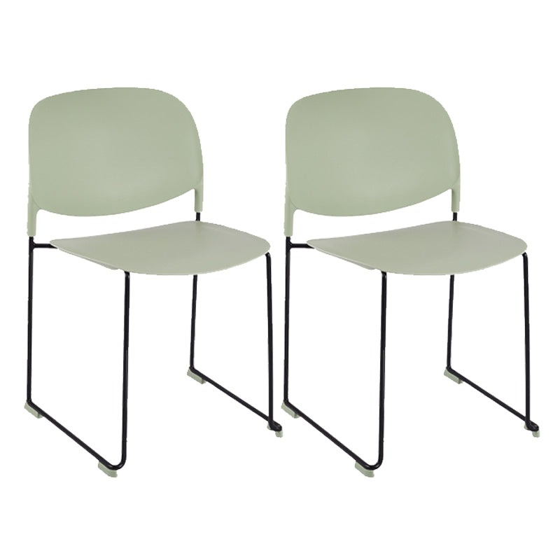 Contemporary Style Armless Chair Plastic Dining Chair with Metal Base
