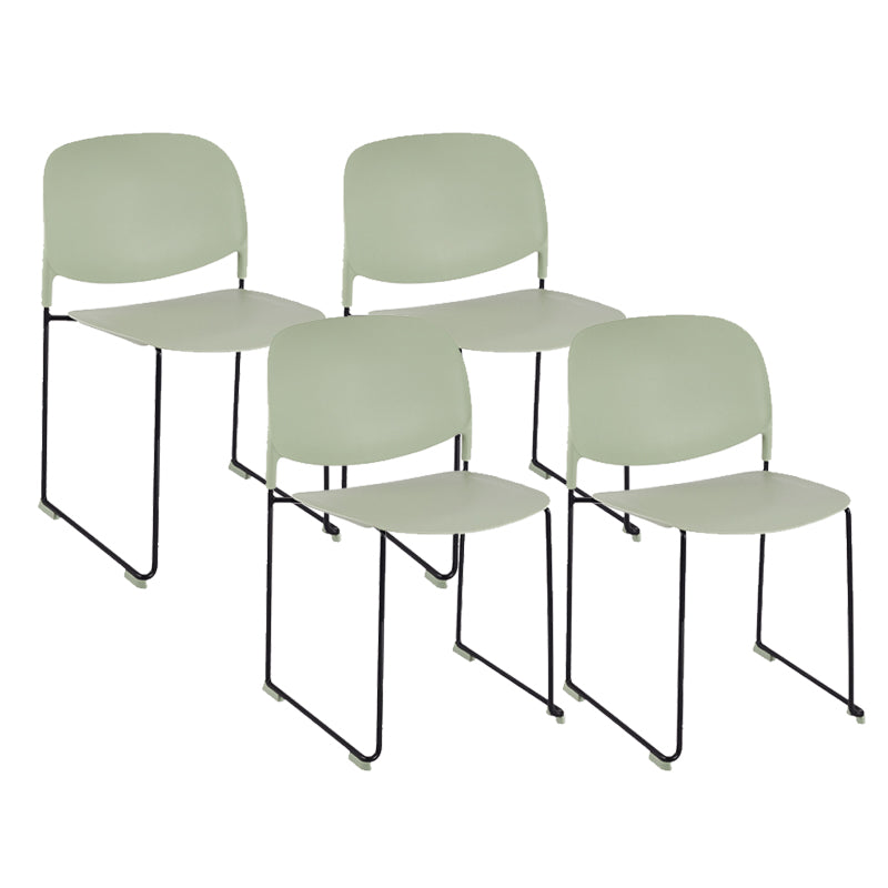 Contemporary Style Armless Chair Plastic Dining Chair with Metal Base