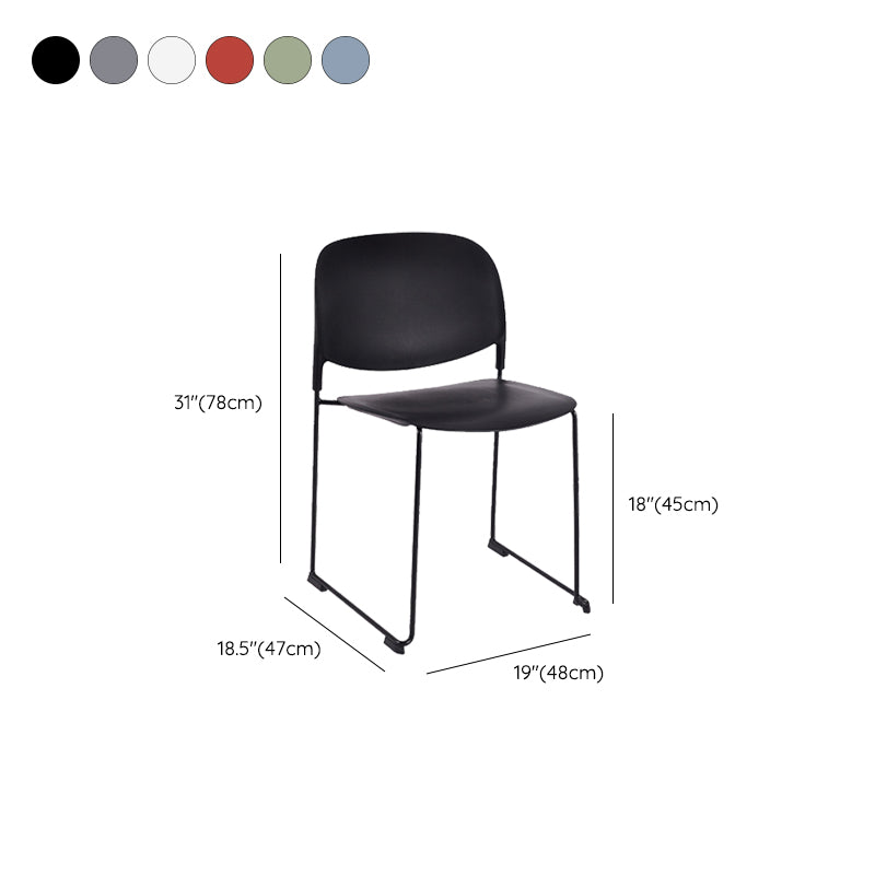 Contemporary Style Armless Chair Plastic Dining Chair with Metal Base