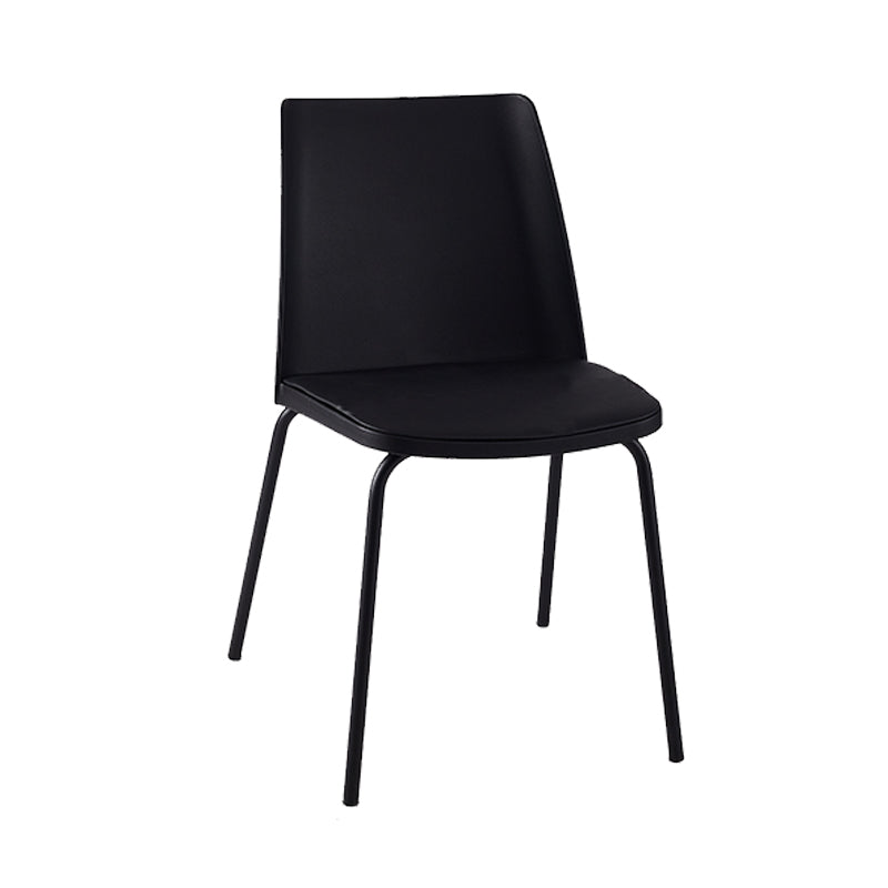 Modern Solid Back Side Chair Plastic Upholstered Armless Chair for Dining Room