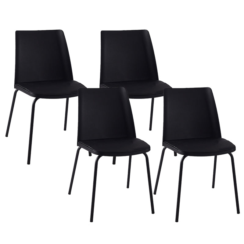 Modern Solid Back Side Chair Plastic Upholstered Armless Chair for Dining Room