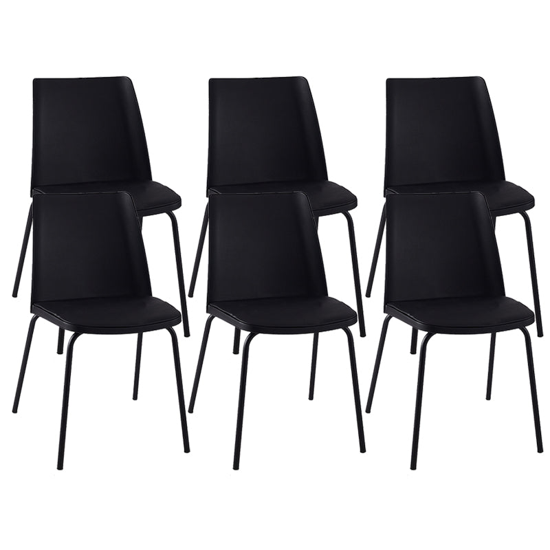 Modern Solid Back Side Chair Plastic Upholstered Armless Chair for Dining Room