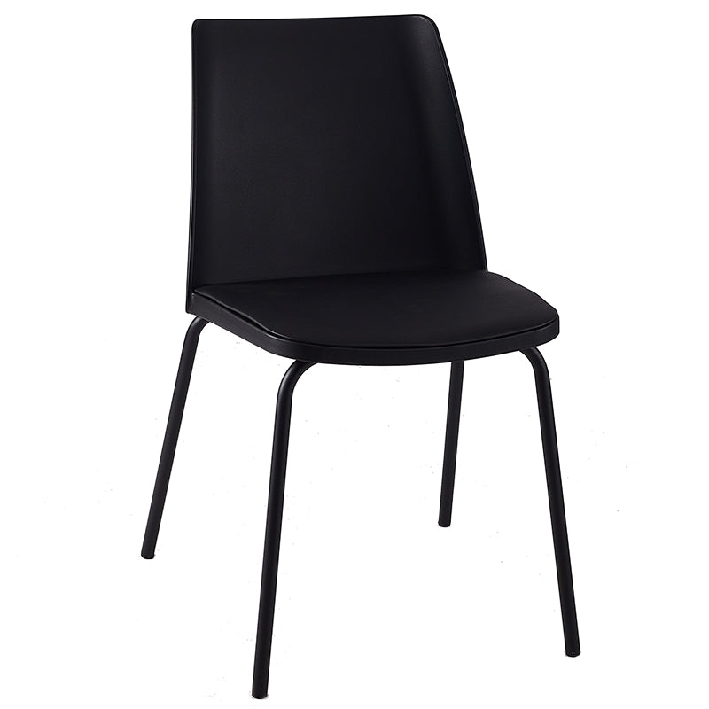 Modern Solid Back Side Chair Plastic Upholstered Armless Chair for Dining Room