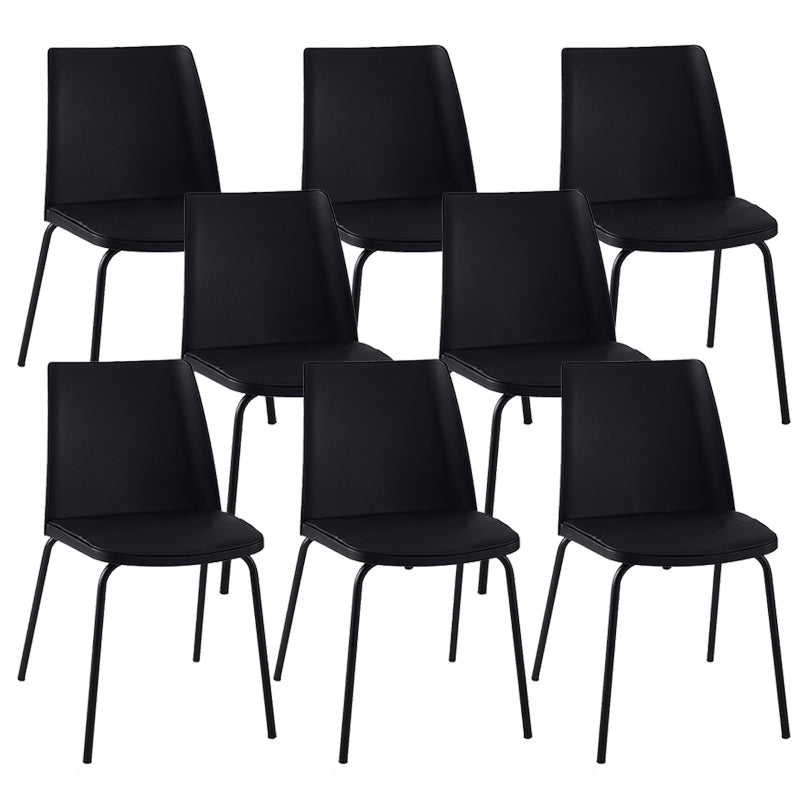 Modern Solid Back Side Chair Plastic Upholstered Armless Chair for Dining Room