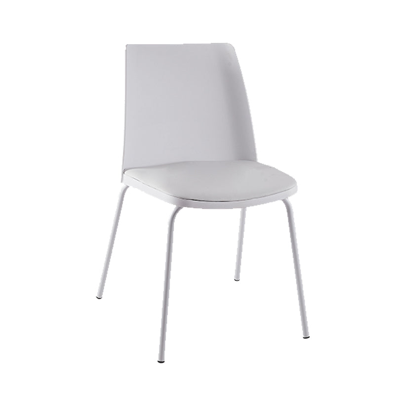 Modern Solid Back Side Chair Plastic Upholstered Armless Chair for Dining Room