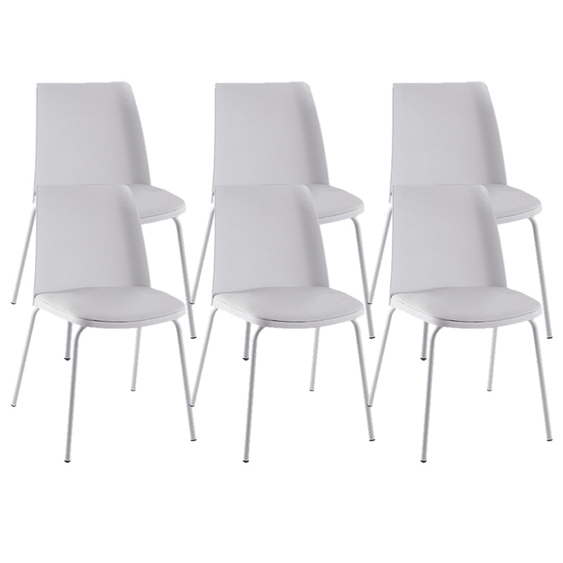 Modern Solid Back Side Chair Plastic Upholstered Armless Chair for Dining Room