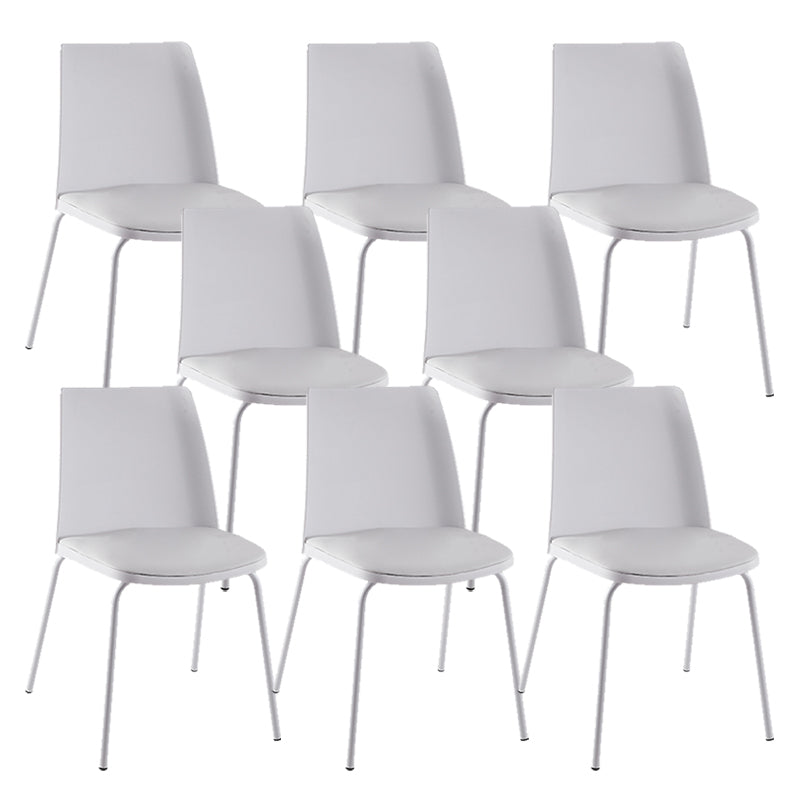 Modern Solid Back Side Chair Plastic Upholstered Armless Chair for Dining Room