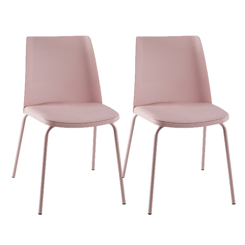 Modern Solid Back Side Chair Plastic Upholstered Armless Chair for Dining Room