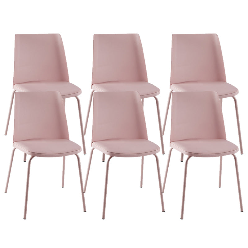 Modern Solid Back Side Chair Plastic Upholstered Armless Chair for Dining Room