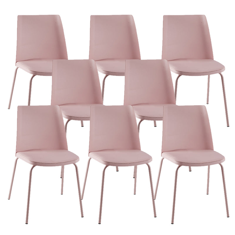 Modern Solid Back Side Chair Plastic Upholstered Armless Chair for Dining Room