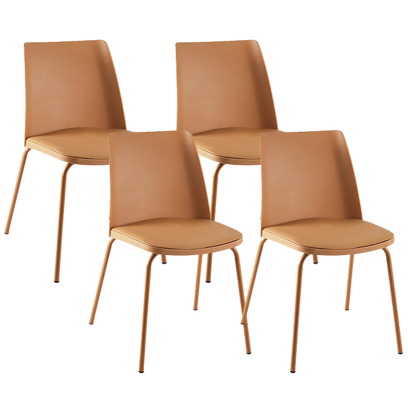 Modern Solid Back Side Chair Plastic Upholstered Armless Chair for Dining Room