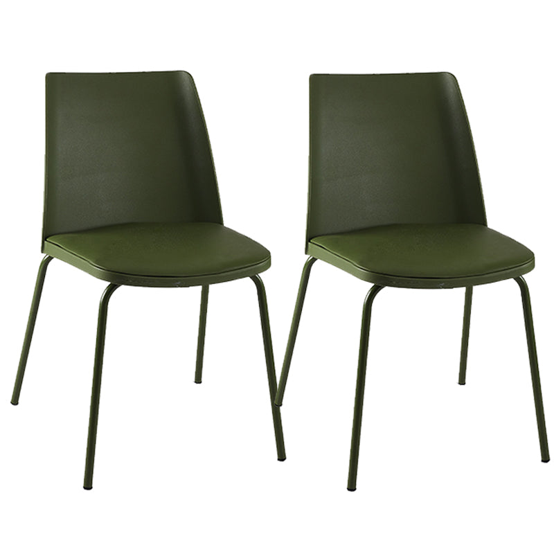 Modern Solid Back Side Chair Plastic Upholstered Armless Chair for Dining Room