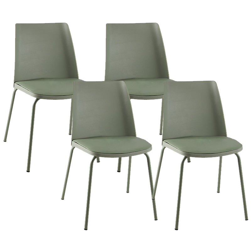 Modern Solid Back Side Chair Plastic Upholstered Armless Chair for Dining Room