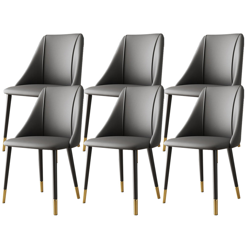 Glam Upholstered Dining Side Chair Faux Leather and Metal Dining Chair