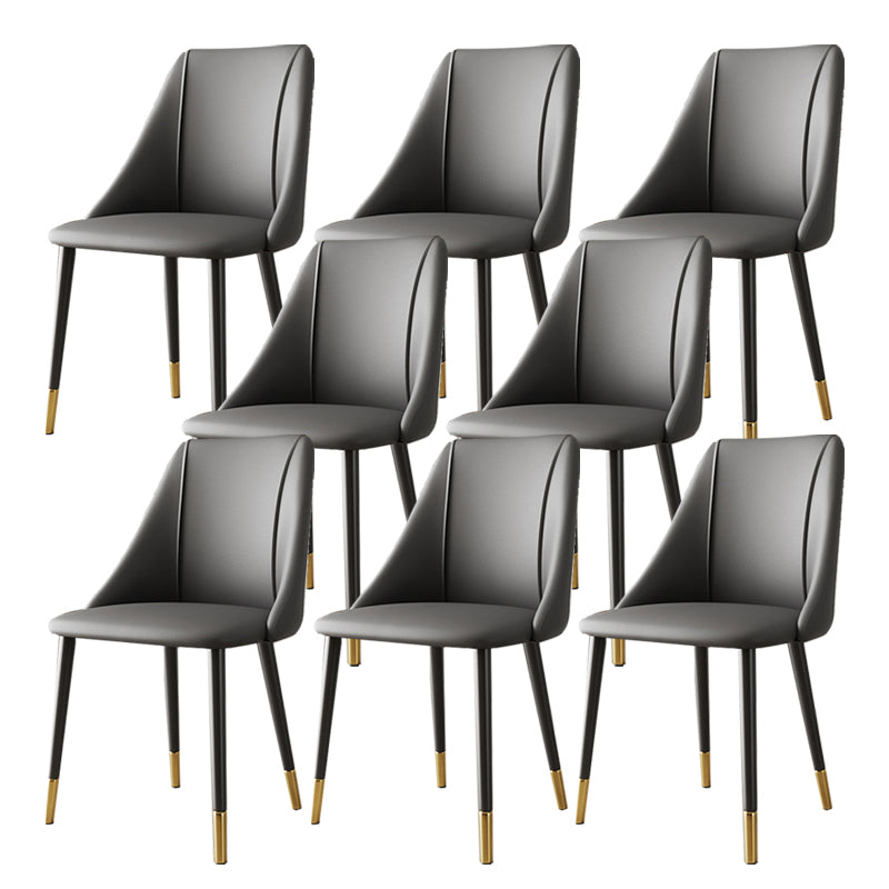 Glam Upholstered Dining Side Chair Faux Leather and Metal Dining Chair