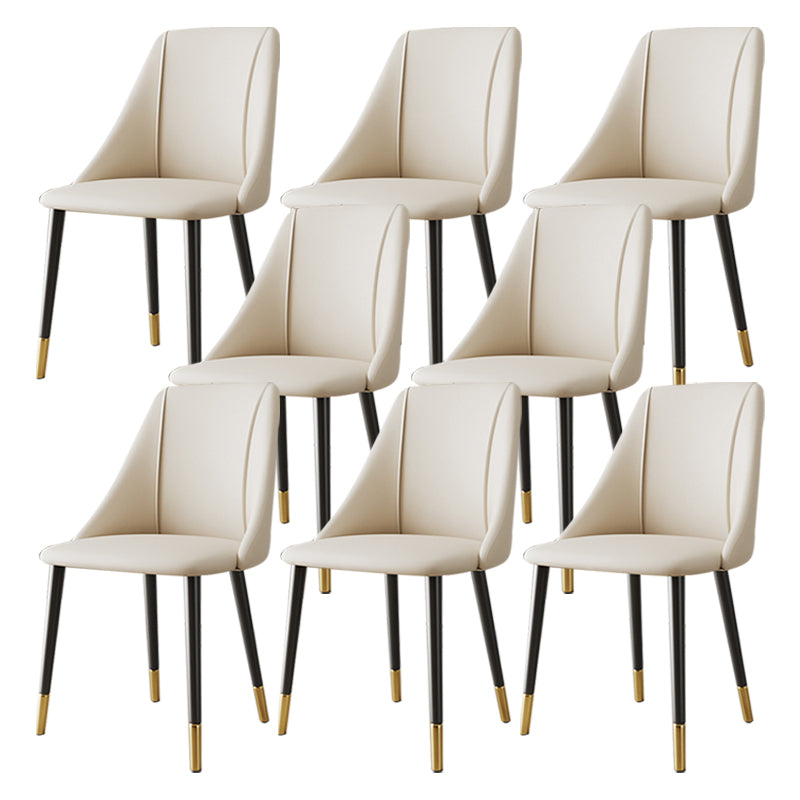 Glam Upholstered Dining Side Chair Faux Leather and Metal Dining Chair