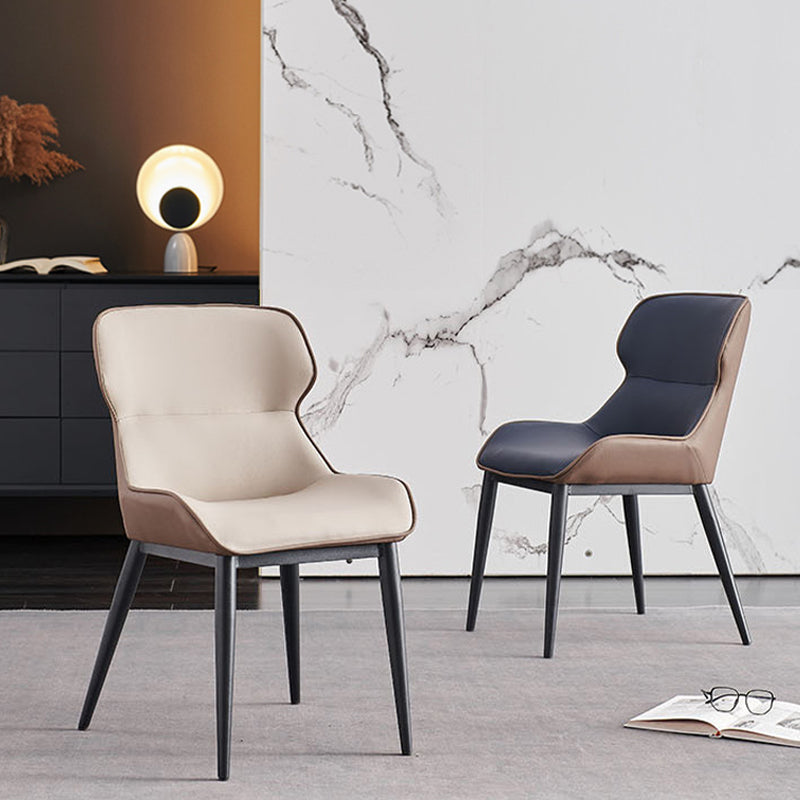 Upholstered Dining Chair Faux Leather and Metal Dining Room Chair