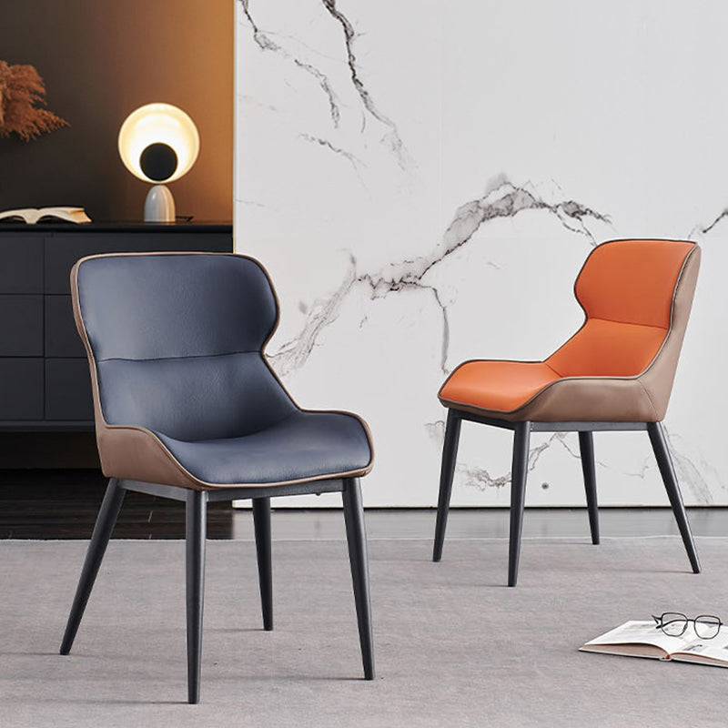 Upholstered Dining Chair Faux Leather and Metal Dining Room Chair