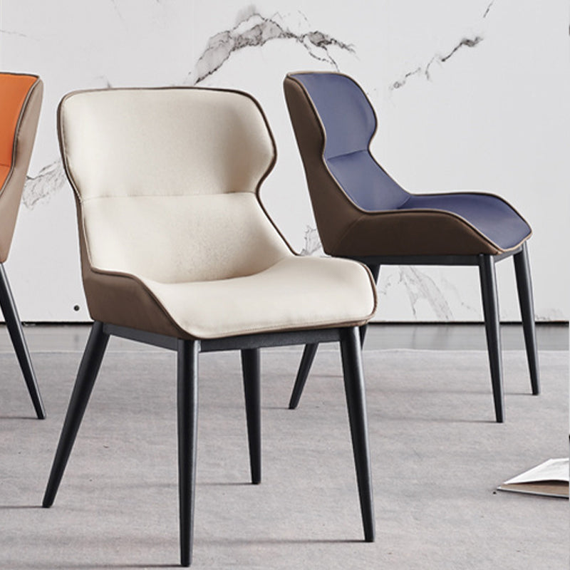 Upholstered Dining Chair Faux Leather and Metal Dining Room Chair