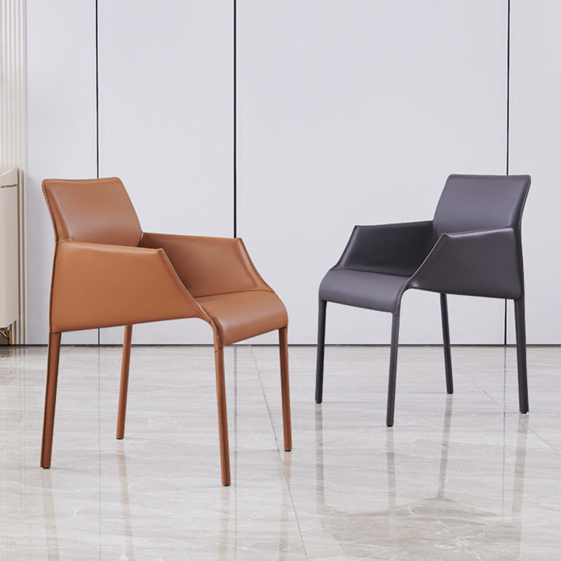 Faux Leather Arm Dining Chairs Orange and Dark grey Side Chair