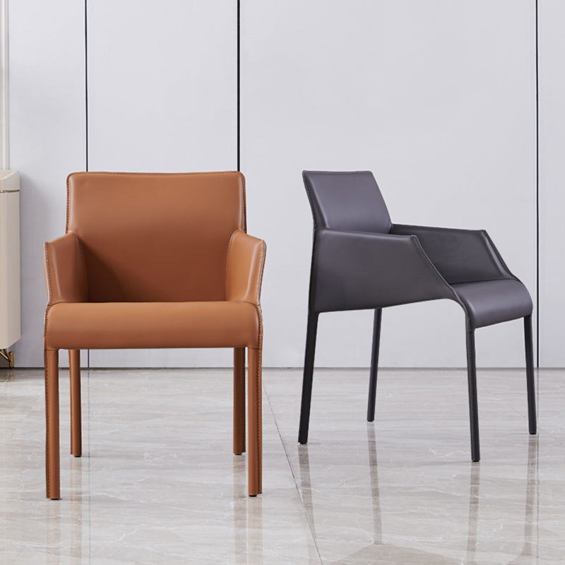 Faux Leather Arm Dining Chairs Orange and Dark grey Side Chair