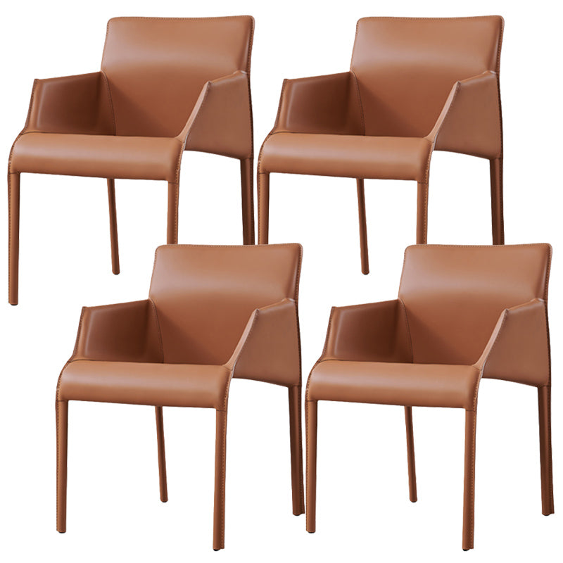 Faux Leather Arm Dining Chairs Orange and Dark grey Side Chair